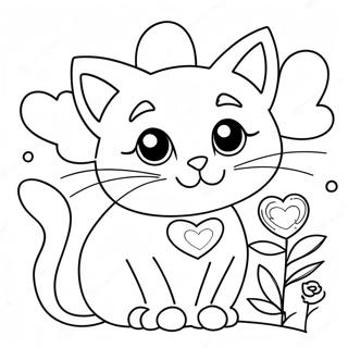 Valentines Cat Coloring Pages