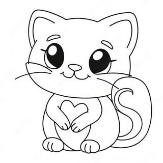 Cute Valentine Cat With Heart Coloring Page 50763-40661