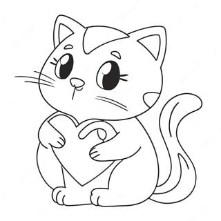 Cute Valentine Cat With Heart Coloring Page 50763-40662