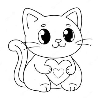 Cute Valentine Cat With Heart Coloring Page 50763-40664