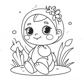 Cute Kiki With Flowers Coloring Page 50783-40659