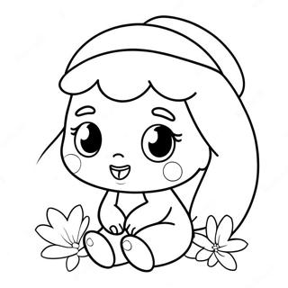 Cute Kiki With Flowers Coloring Page 50783-40660