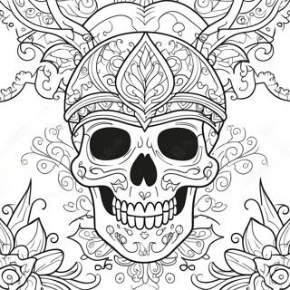 Detailed Skull With Flames Coloring Page 50793-40670