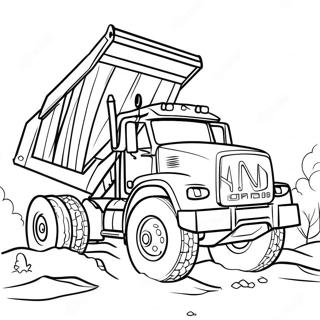 Big Dump Truck On Construction Site Coloring Page 5082-4231