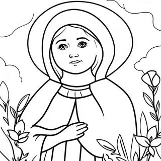 Beautiful St Bernadette With Flowers Coloring Page 50873-40738