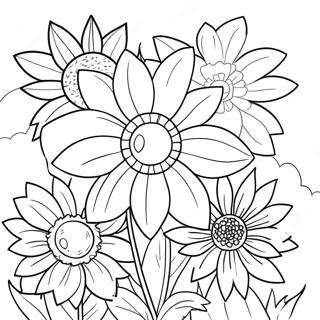 Colorful Garden Flowers Coloring Page 50883-40742