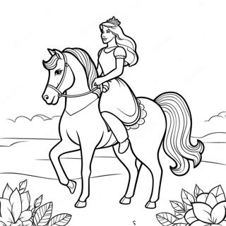 Majestic Princess Riding A Horse Coloring Page 50893-40746