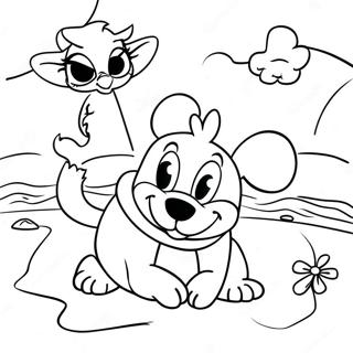 Colorful Disney Characters At The Beach Coloring Page 50943-40787