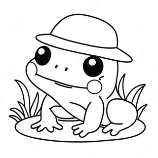 Cute Kawaii Frog With A Hat Coloring Page 50973-40810