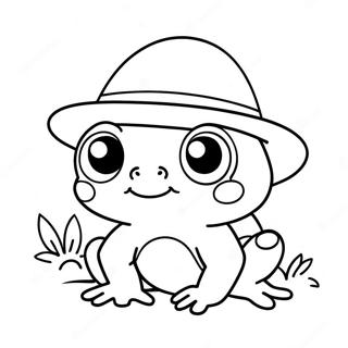 Cute Kawaii Frog With A Hat Coloring Page 50973-40811