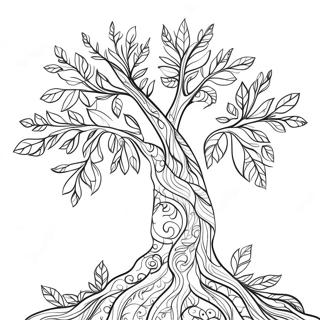 Whimsical Tree Branch With Leaves Coloring Page 50983-40823