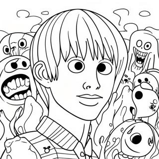 Junji Ito Creepy Characters Coloring Page 51023-40850