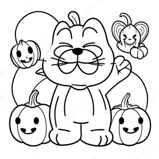 Spooky Garfield With Pumpkins Coloring Page 51033-40877