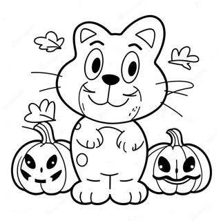 Spooky Garfield With Pumpkins Coloring Page 51033-40878