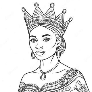 Majestic Black Queen With Crown Coloring Page 51043-40865