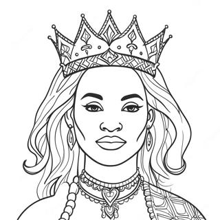 Majestic Black Queen With Crown Coloring Page 51043-40867