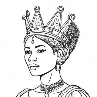 Majestic Black Queen With Crown Coloring Page 51043-40868