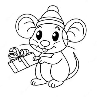 Christmas Mouse Coloring Pages