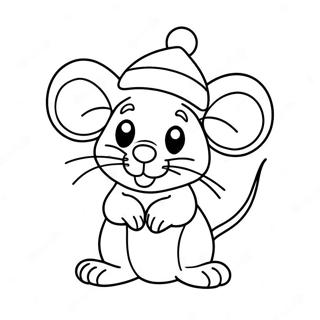 Festive Mouse With Santa Hat Coloring Page 51183-40977