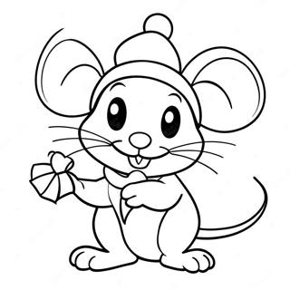 Festive Mouse With Santa Hat Coloring Page 51183-40978