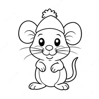 Festive Mouse With Santa Hat Coloring Page 51183-40979