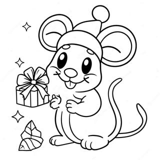 Festive Mouse With Santa Hat Coloring Page 51183-40980