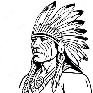 Native American Warrior With Feathered Headdress Coloring Page 51323-41089