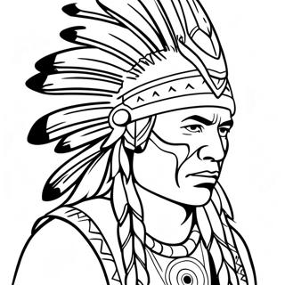 Native American Warrior With Feathered Headdress Coloring Page 51323-41091