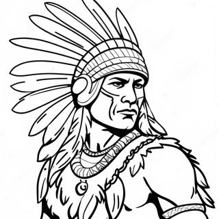 Native American Warrior With Feathered Headdress Coloring Page 51323-41092