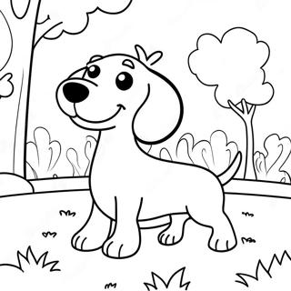 Playful Dachshund In The Park Coloring Page 5132-4293