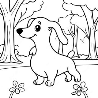 Playful Dachshund In The Park Coloring Page 5132-4294