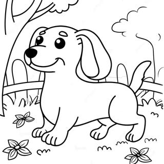 Playful Dachshund In The Park Coloring Page 5132-4295