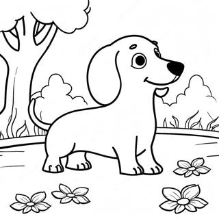 Playful Dachshund In The Park Coloring Page 5132-4296