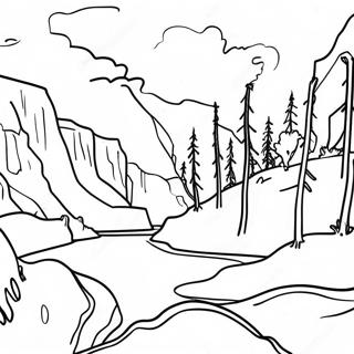 Yellowstone National Park Scenic Landscape Coloring Page 51332-41098