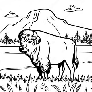 Yellowstone National Park Bison In The Meadow Coloring Page 51333-41094