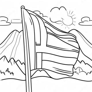 Norwegian Flag With Beautiful Scenery Coloring Page 51343-41102