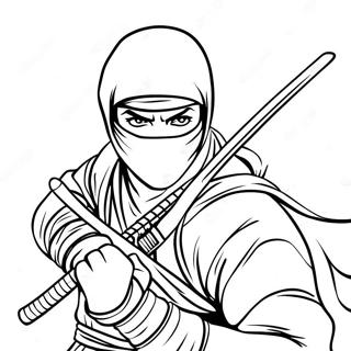 Stealthy Ninja With Katana Coloring Page 51363-41124