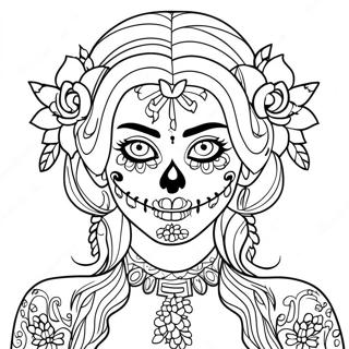 Girly Female Sugar Skull Coloring Pages