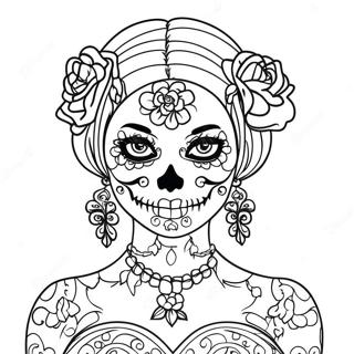 Girly Female Sugar Skull Coloring Page 51422-41167