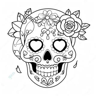 Colorful Girly Sugar Skull With Flowers Coloring Page 51423-41169