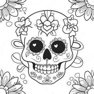 Colorful Girly Sugar Skull With Flowers Coloring Page 51423-41172