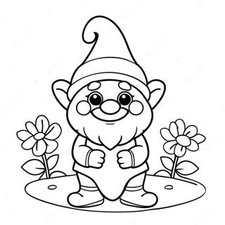 Cute Valentine S Day Gnome With Flowers Coloring Page 51443-41181