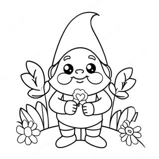 Cute Valentine S Day Gnome With Flowers Coloring Page 51443-41182