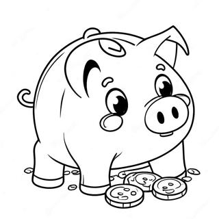 Happy Piggy Bank With Coins Coloring Page 51603-41310