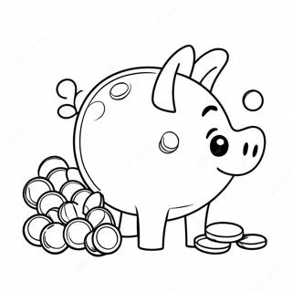 Happy Piggy Bank With Coins Coloring Page 51603-41311