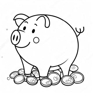 Happy Piggy Bank With Coins Coloring Page 51603-41312