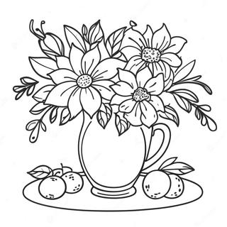 Elegant Still Life With Flowers Coloring Page 51633-41334