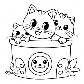 Playful Kittens In A Cat House Coloring Page 51833-41495