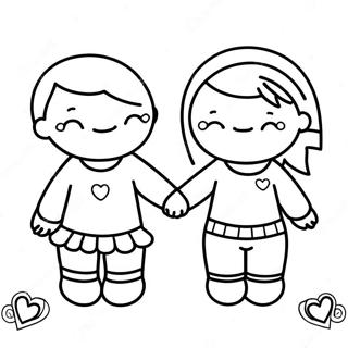 Cute Best Friends Holding Hands Coloring Page 51843-41509