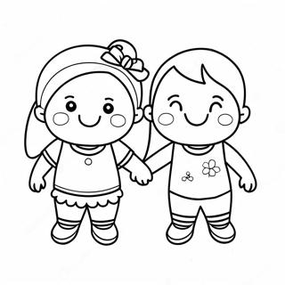 Cute Best Friends Holding Hands Coloring Page 51843-41510